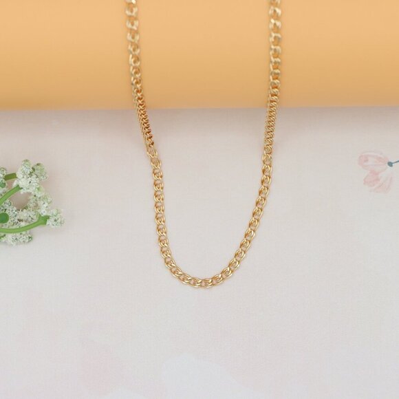 "Shiny Rose Gold Curb Chain Necklace with Sleek Polished Finish , XPNL0175 - Picture 7 of 12